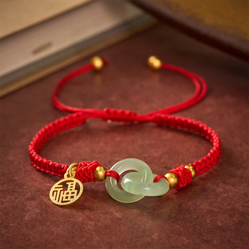 Nimara Ritual Copper Liuli Fu Character Luck Red String Bracelet
