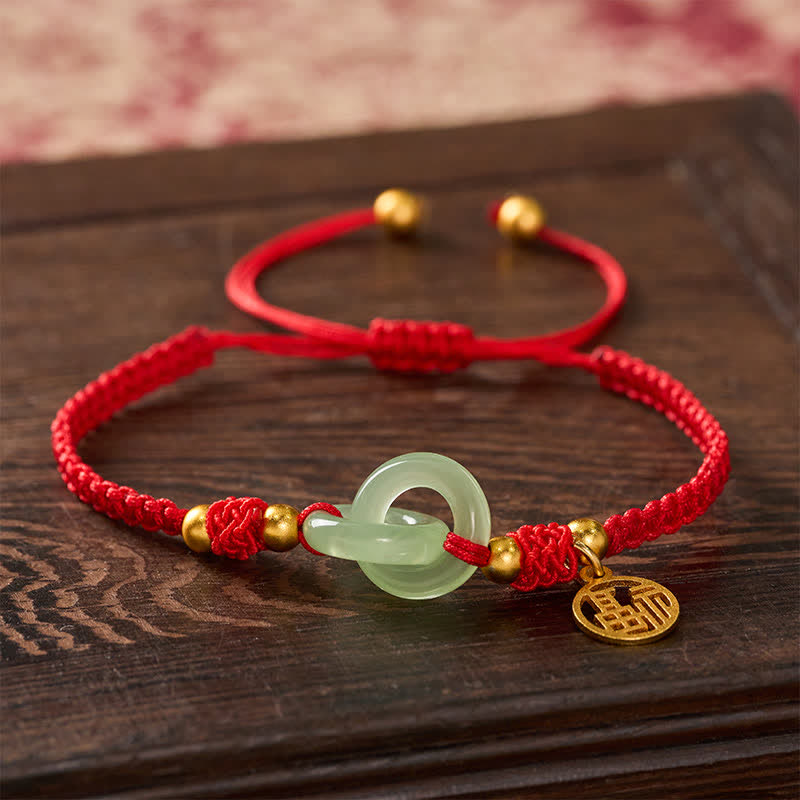 Nimara Ritual Copper Liuli Fu Character Luck Red String Bracelet