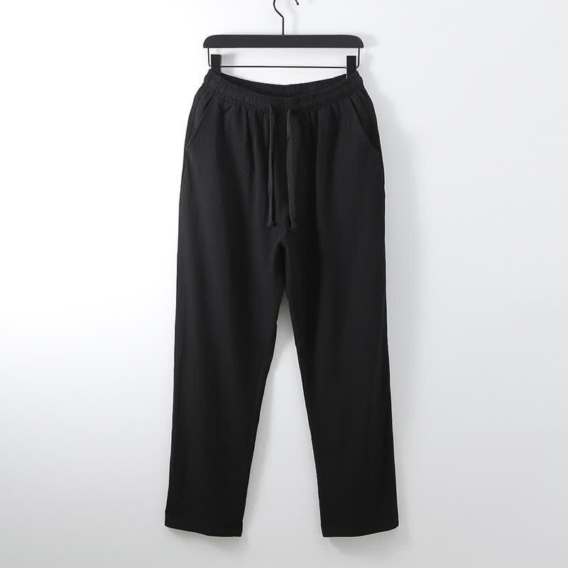 Nimara Ritual Cross-Collars Cotton Linen Tang Suit Hanfu Top Pants Clothing Men's Set
