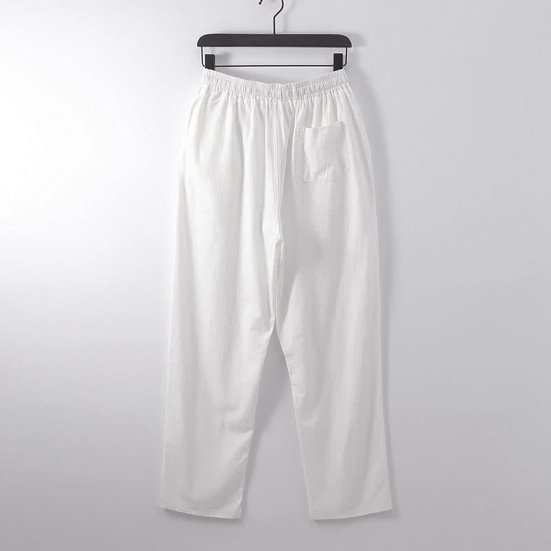 Nimara Ritual Cross-Collars Cotton Linen Tang Suit Hanfu Top Pants Clothing Men's Set