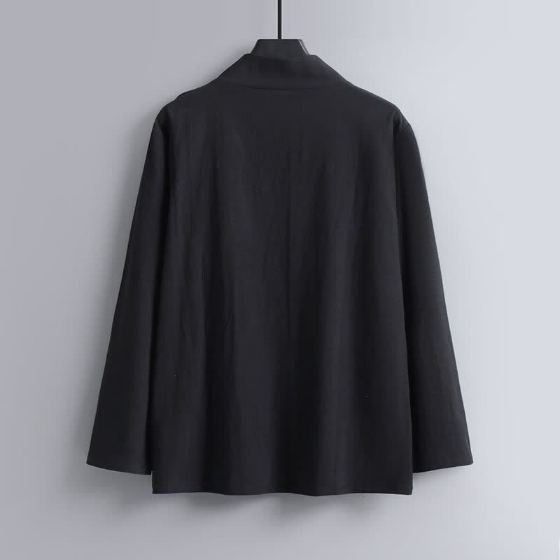 Nimara Ritual Cross-Collars Cotton Linen Tang Suit Hanfu Top Pants Clothing Men's Set
