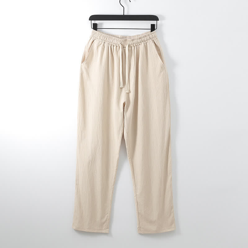 Nimara Ritual Cross-Collars Cotton Linen Tang Suit Hanfu Top Pants Clothing Men's Set