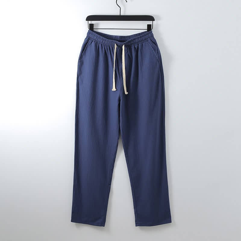 Nimara Ritual Cross-Collars Cotton Linen Tang Suit Hanfu Top Pants Clothing Men's Set