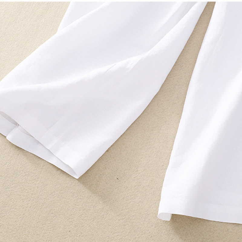 Nimara Ritual Solid Color Front Button Back Elastic Women's Pants With Pockets