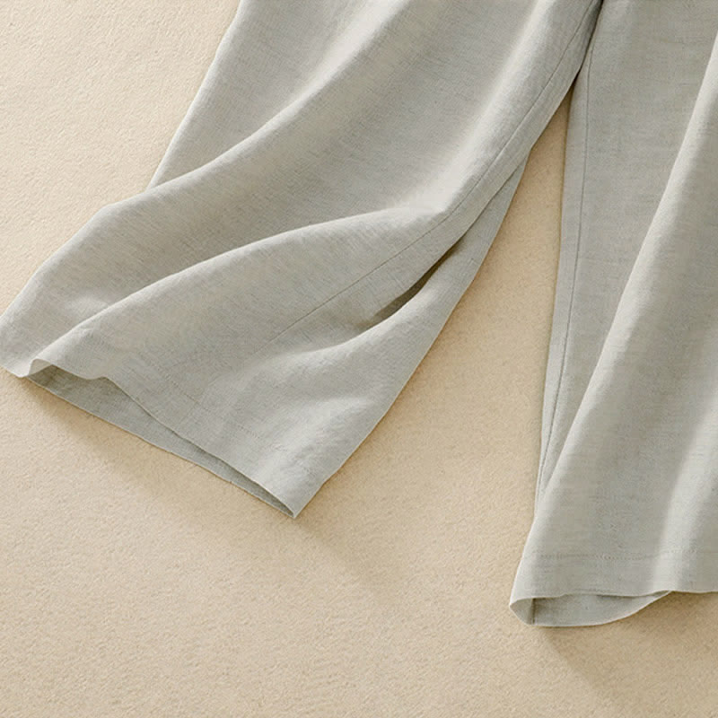 Nimara Ritual Solid Color Front Button Back Elastic Women's Pants With Pockets