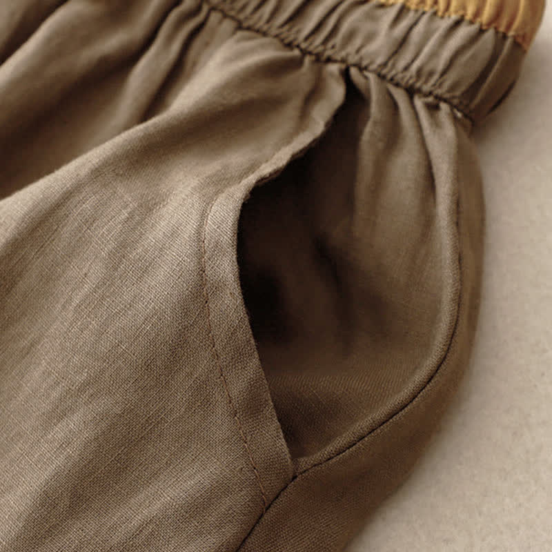 Nimara Ritual Vintage Solid Embroidery Drawstring Women's Skirt With Pockets