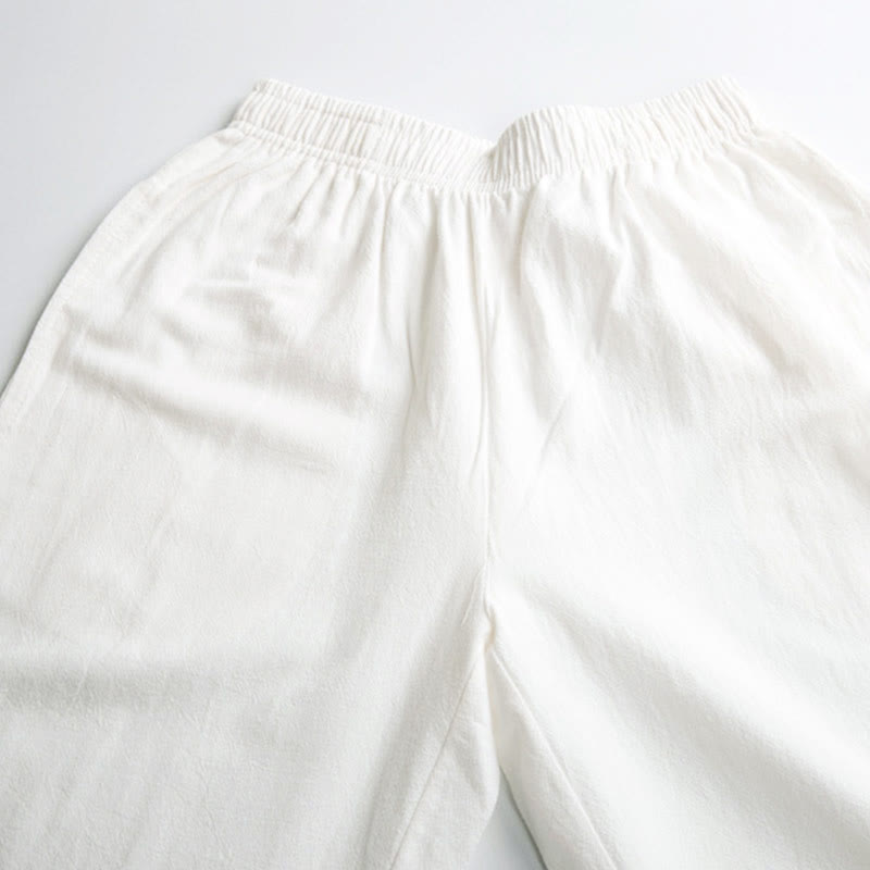 Nimara Ritual Summer Solid Color Unisex Elastic Waist Tai Chi Qigong Practice Pants With Pockets