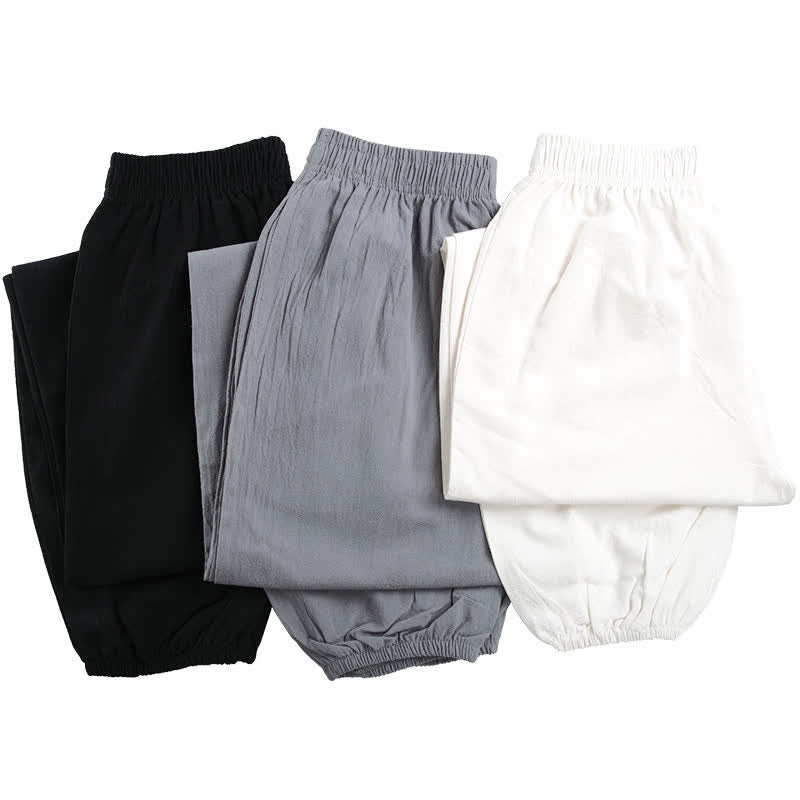 Nimara Ritual Summer Solid Color Unisex Elastic Waist Tai Chi Qigong Practice Pants With Pockets