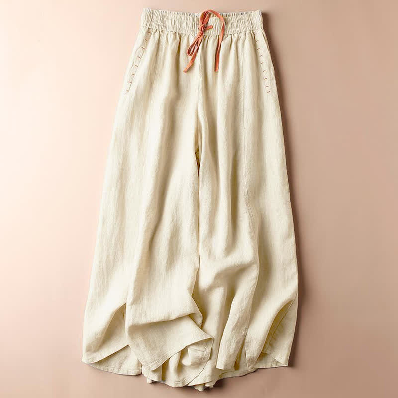 Nimara Ritual Casual Slit Hem Women's 7-8 Length Wide Leg Pants With Pockets