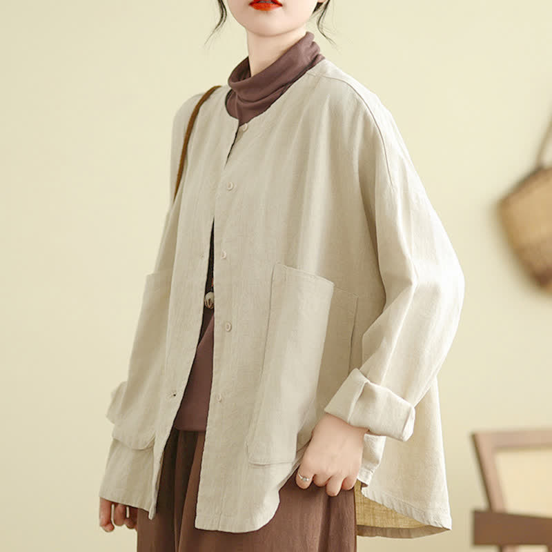Nimara Ritual Plain Design Long Sleeve Women's Jacket With Pockets