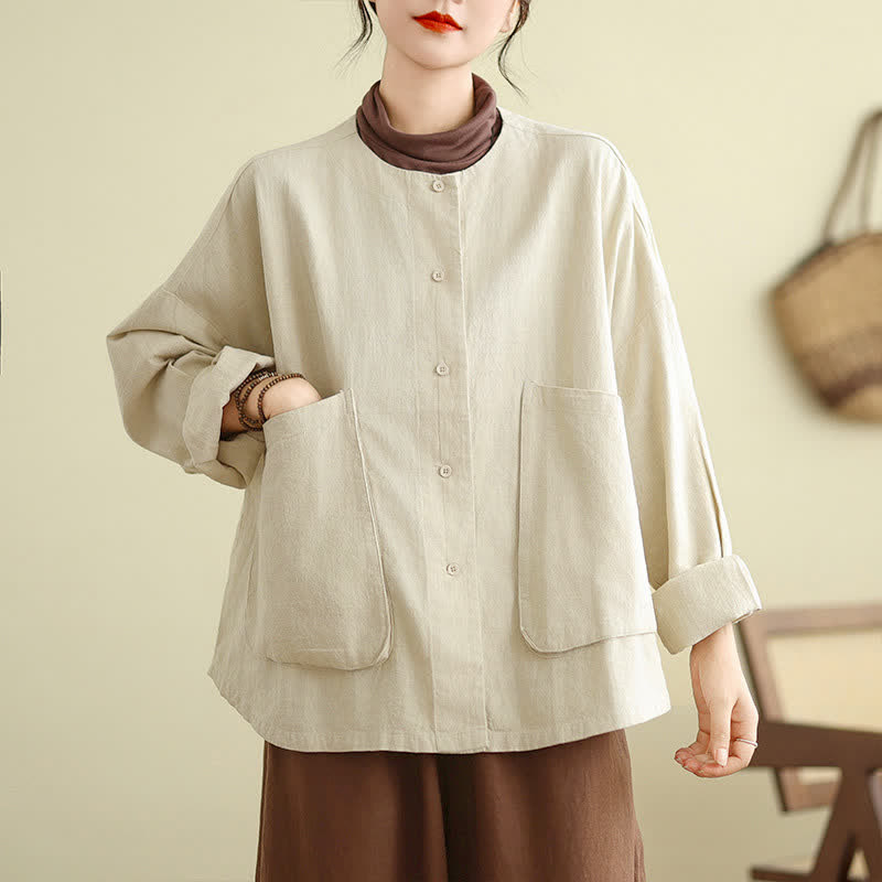 Nimara Ritual Plain Design Long Sleeve Women's Jacket With Pockets
