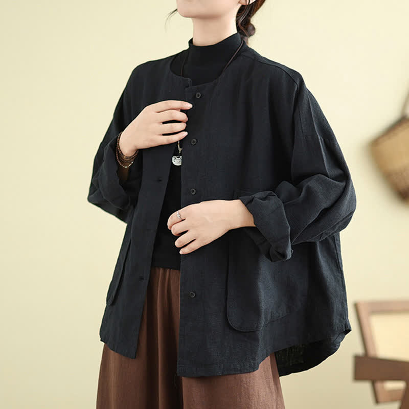 Nimara Ritual Plain Design Long Sleeve Women's Jacket With Pockets