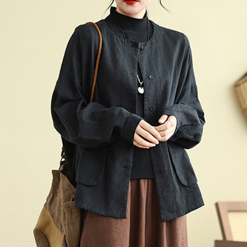 Nimara Ritual Plain Design Long Sleeve Women's Jacket With Pockets