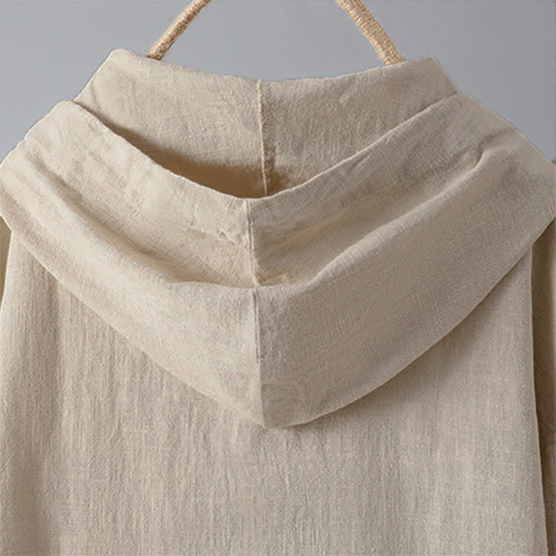 Nimara Ritual Women's Plain Buttons Design Long Sleeve Hoodie With Pockets