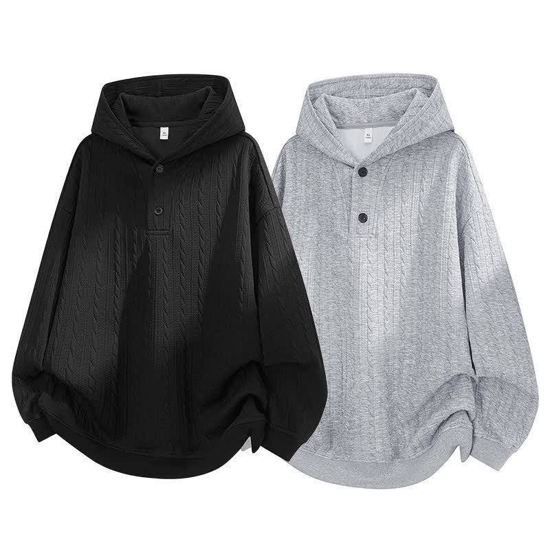 Nimara Ritual Fall Winter Buttons Twisted Design Long Sleeve Men's Hoodie