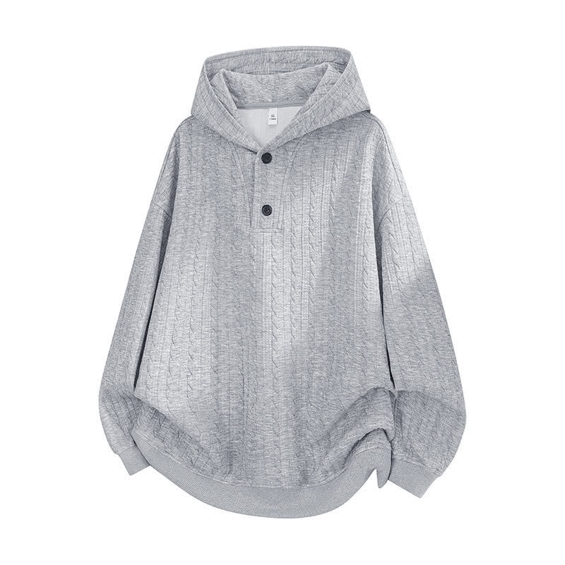 Nimara Ritual Fall Winter Buttons Twisted Design Long Sleeve Men's Hoodie
