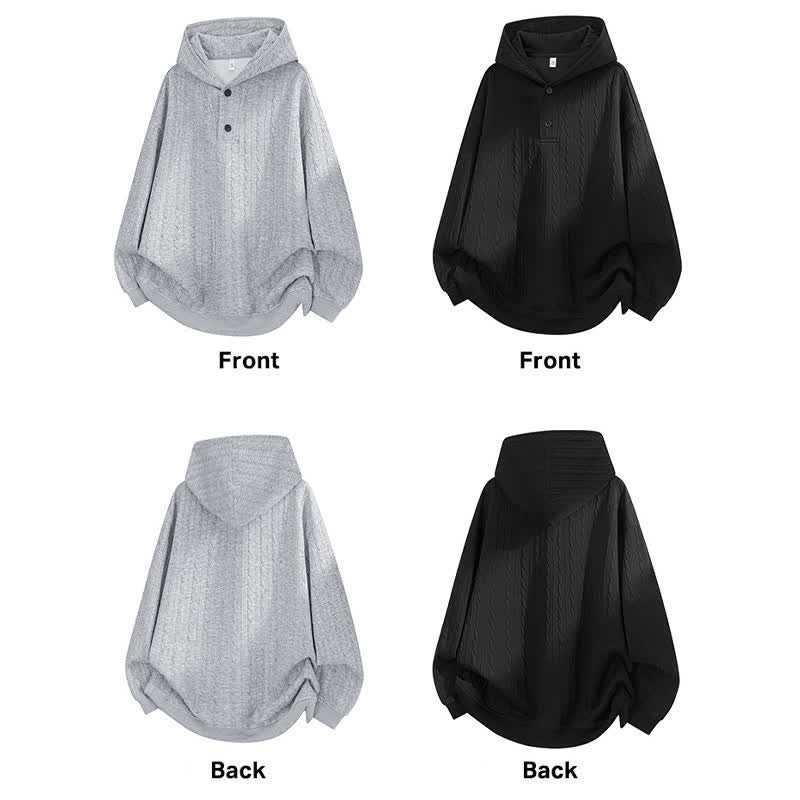 Nimara Ritual Fall Winter Buttons Twisted Design Long Sleeve Men's Hoodie