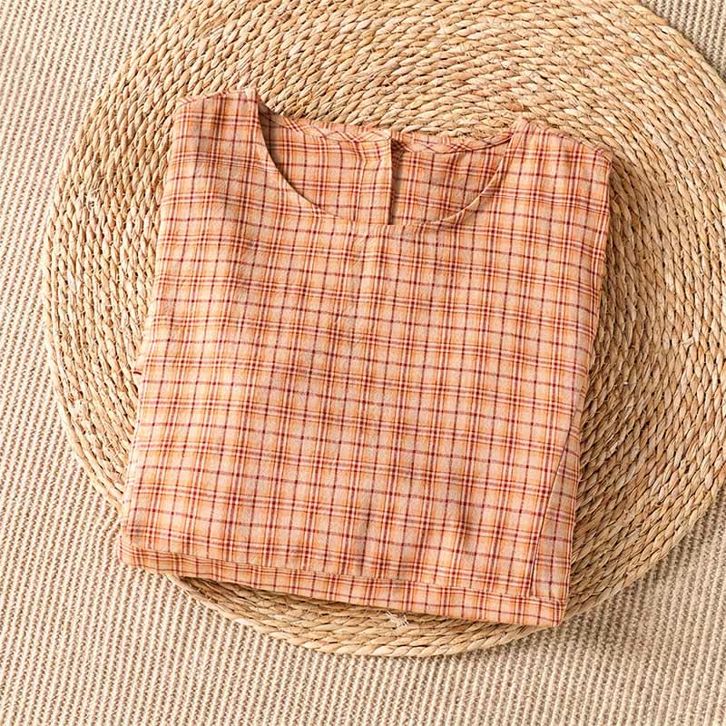 Nimara Ritual Summer Casual Vintage Plaid Women's Three-Quarter Sleeve Dress With Pocket