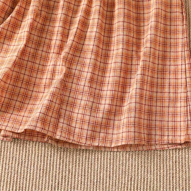 Nimara Ritual Summer Casual Vintage Plaid Women's Three-Quarter Sleeve Dress With Pocket
