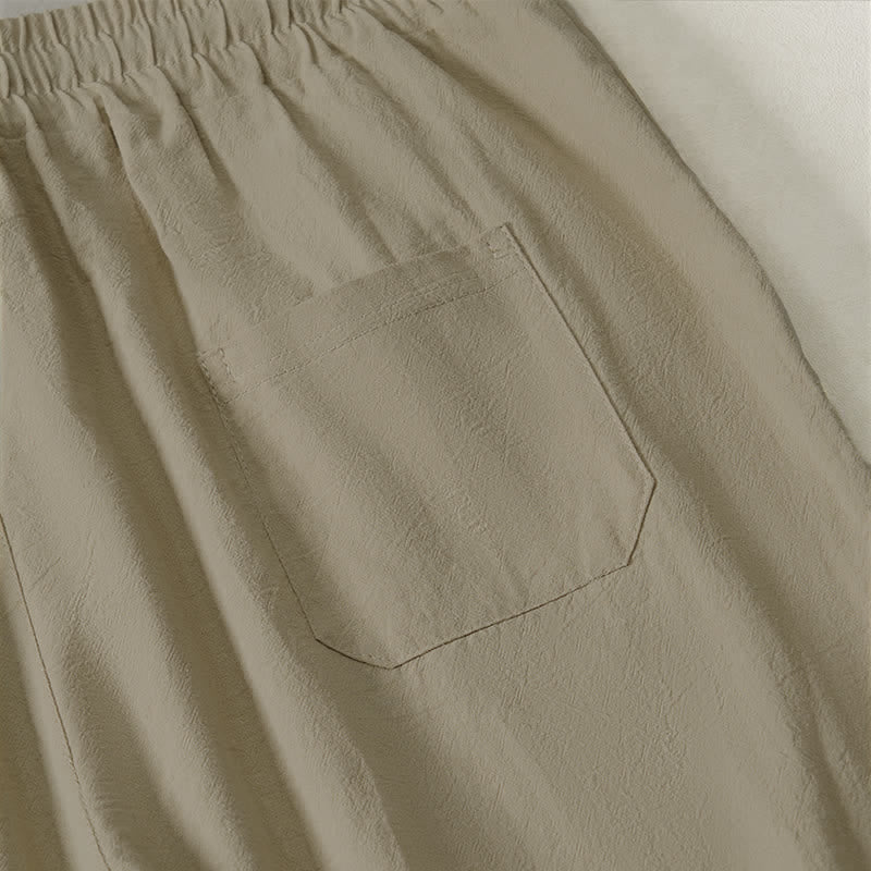 Nimara Ritual Summer Casual Minimalist Drawstring Solid Capri Pants Men's Straight Leg Pants With Pocket