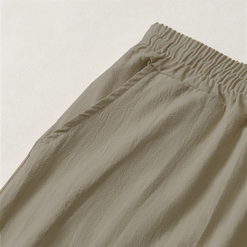 Nimara Ritual Summer Casual Minimalist Drawstring Solid Capri Pants Men's Straight Leg Pants With Pocket