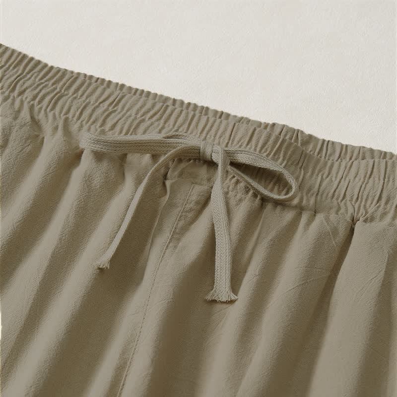 Nimara Ritual Summer Casual Minimalist Drawstring Solid Capri Pants Men's Straight Leg Pants With Pocket