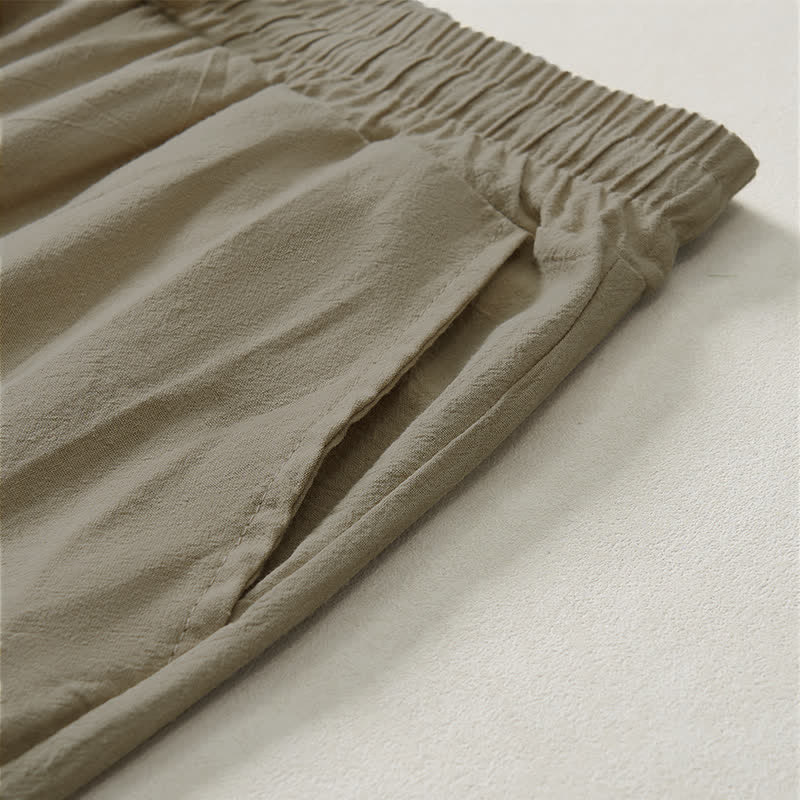 Nimara Ritual Summer Casual Minimalist Drawstring Solid Capri Pants Men's Straight Leg Pants With Pocket