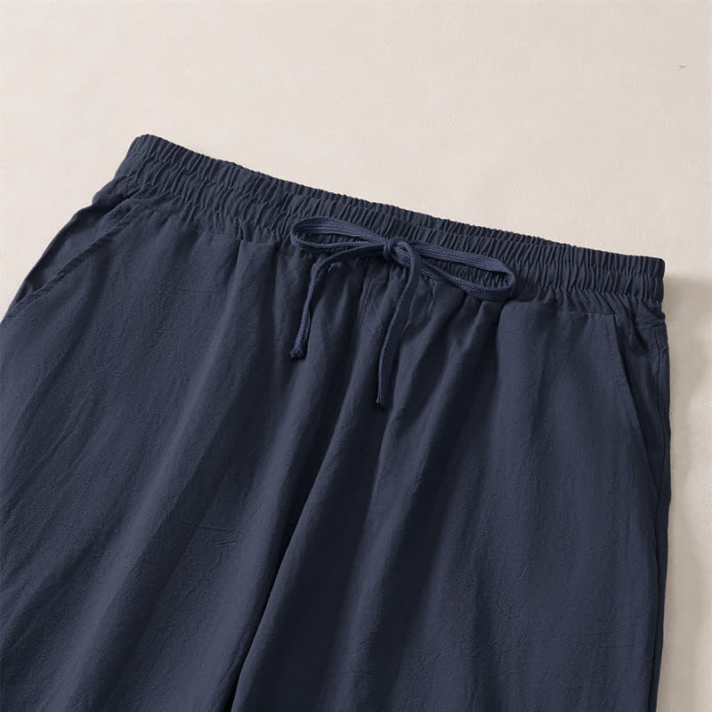 Nimara Ritual Summer Casual Minimalist Drawstring Solid Capri Pants Men's Straight Leg Pants With Pocket