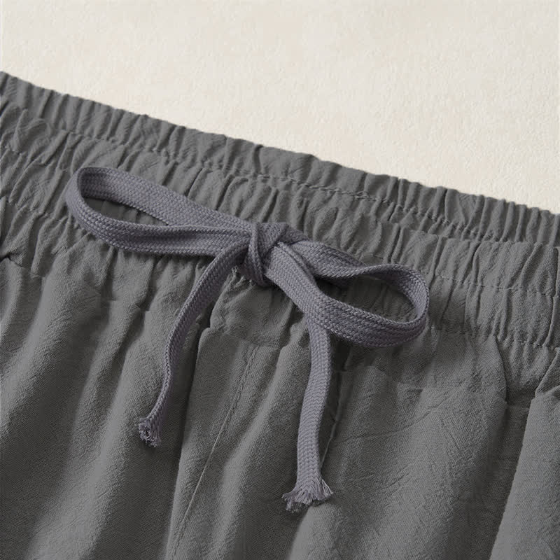 Nimara Ritual Summer Casual Minimalist Drawstring Solid Capri Pants Men's Straight Leg Pants With Pocket