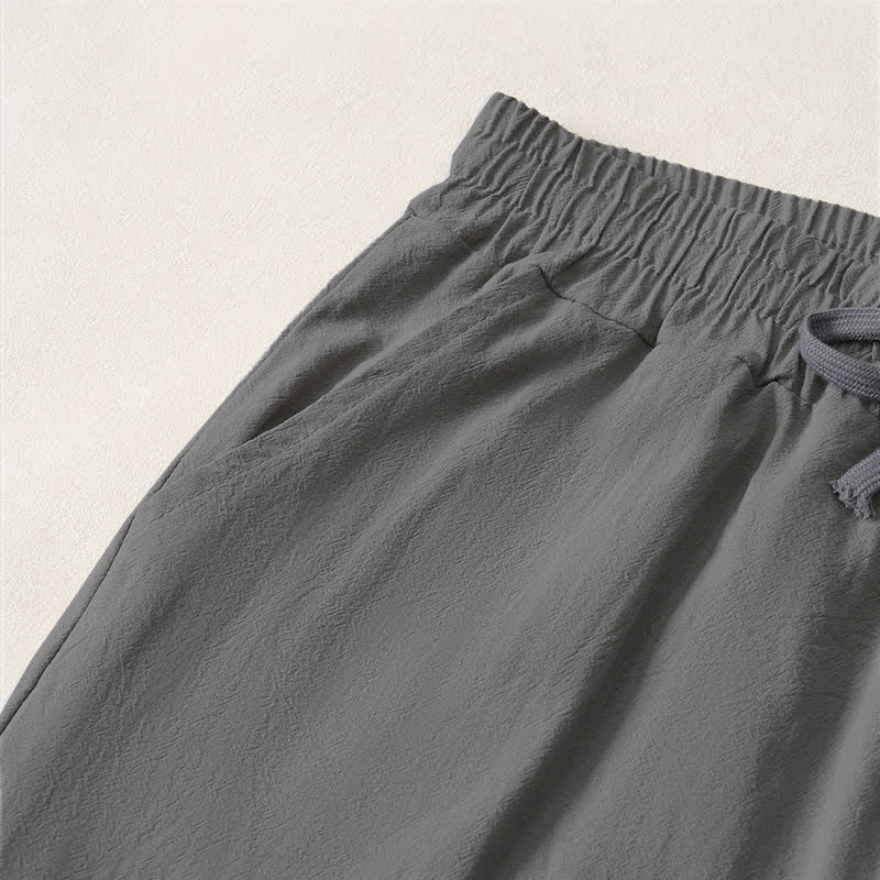 Nimara Ritual Summer Casual Minimalist Drawstring Solid Capri Pants Men's Straight Leg Pants With Pocket