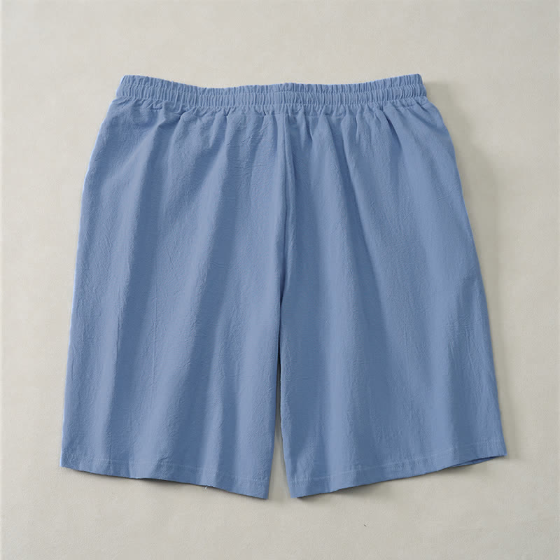 Nimara Ritual Summer Casual Drawstring Solid Cotton Men's Shorts With Pockets