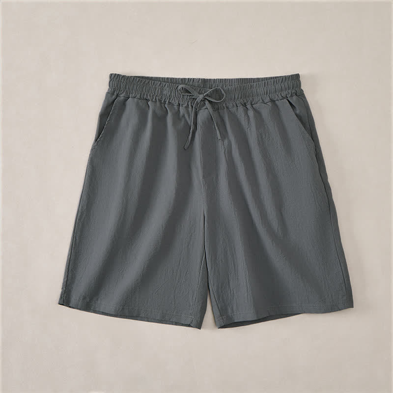 Nimara Ritual Summer Casual Drawstring Solid Cotton Men's Shorts With Pockets