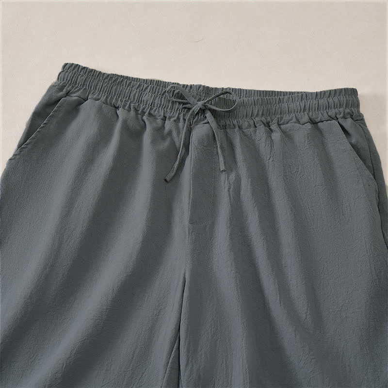 Nimara Ritual Summer Casual Drawstring Solid Cotton Men's Shorts With Pockets