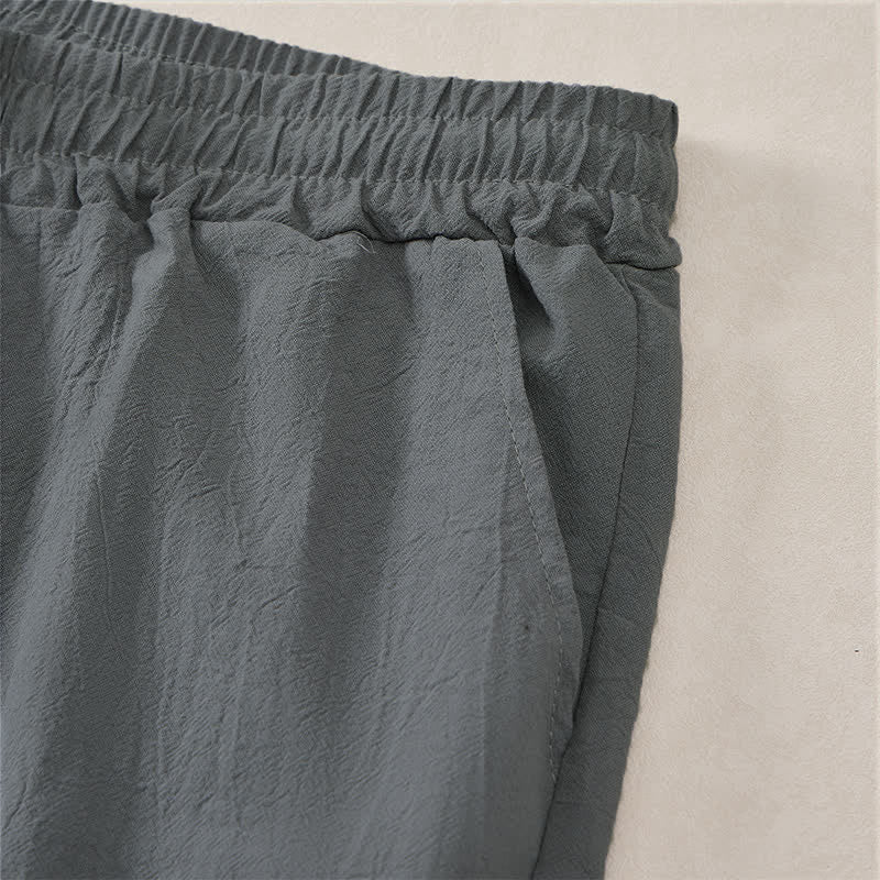 Nimara Ritual Summer Casual Drawstring Solid Cotton Men's Shorts With Pockets