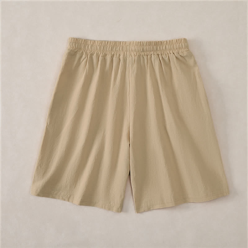 Nimara Ritual Summer Casual Drawstring Solid Cotton Men's Shorts With Pockets