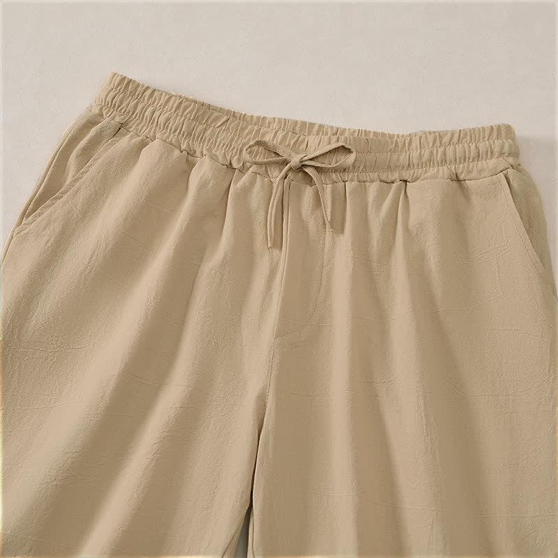 Nimara Ritual Summer Casual Drawstring Solid Cotton Men's Shorts With Pockets