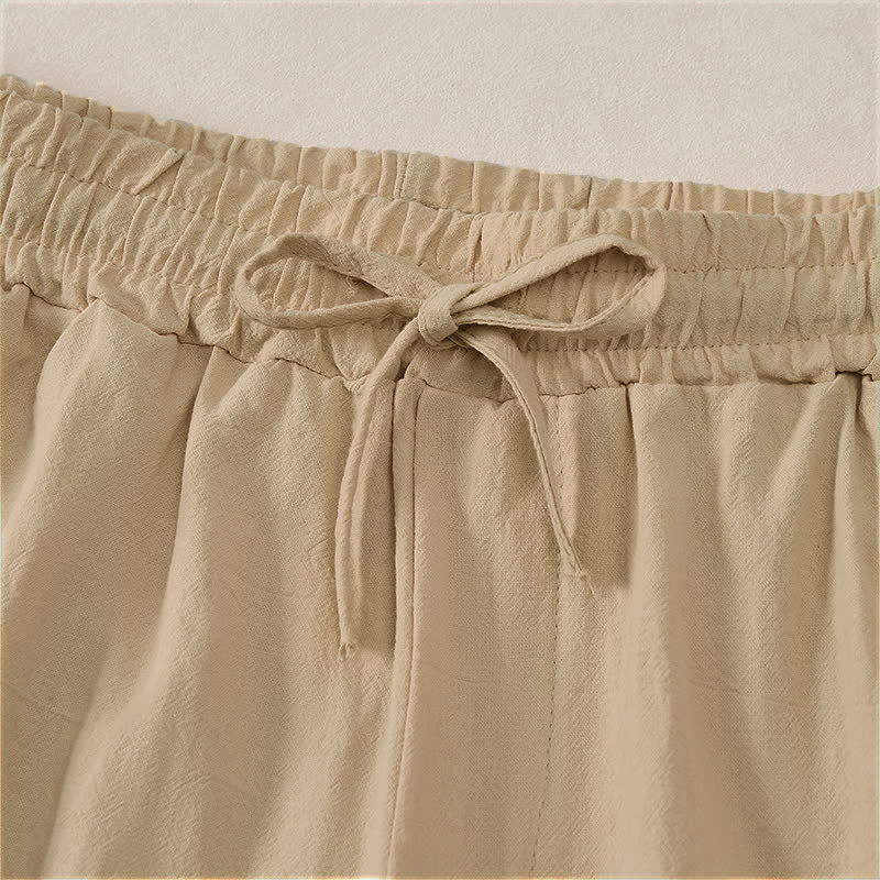 Nimara Ritual Summer Casual Drawstring Solid Cotton Men's Shorts With Pockets
