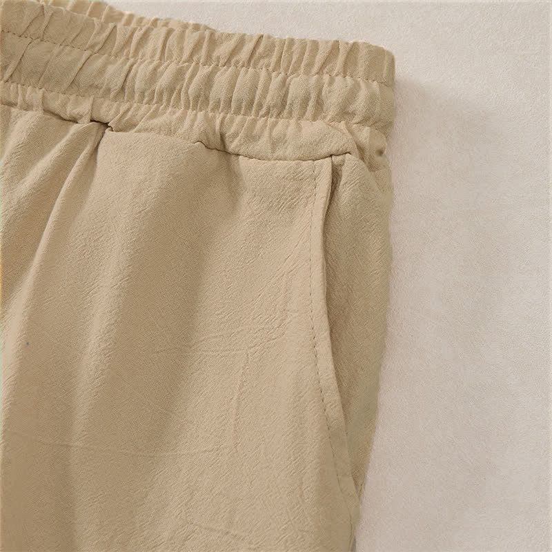 Nimara Ritual Summer Casual Drawstring Solid Cotton Men's Shorts With Pockets