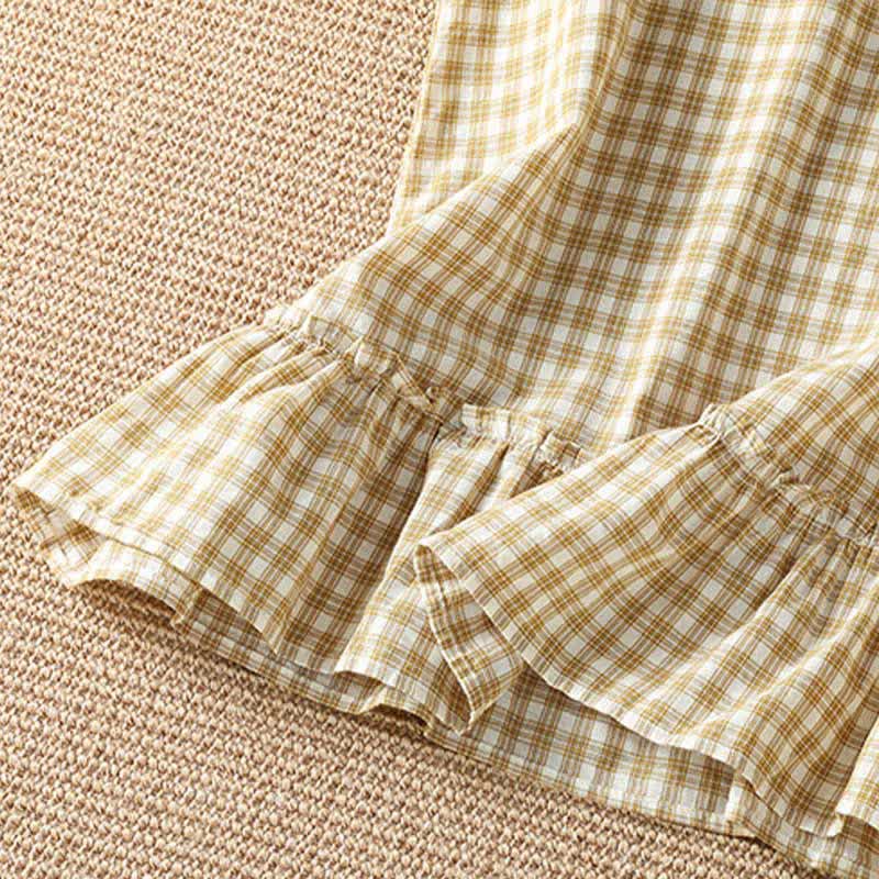 Nimara Ritual Summer Casual Vintage Ruffle V-Neck Plaid Tank Top Women's Sleeveless T-Shirts