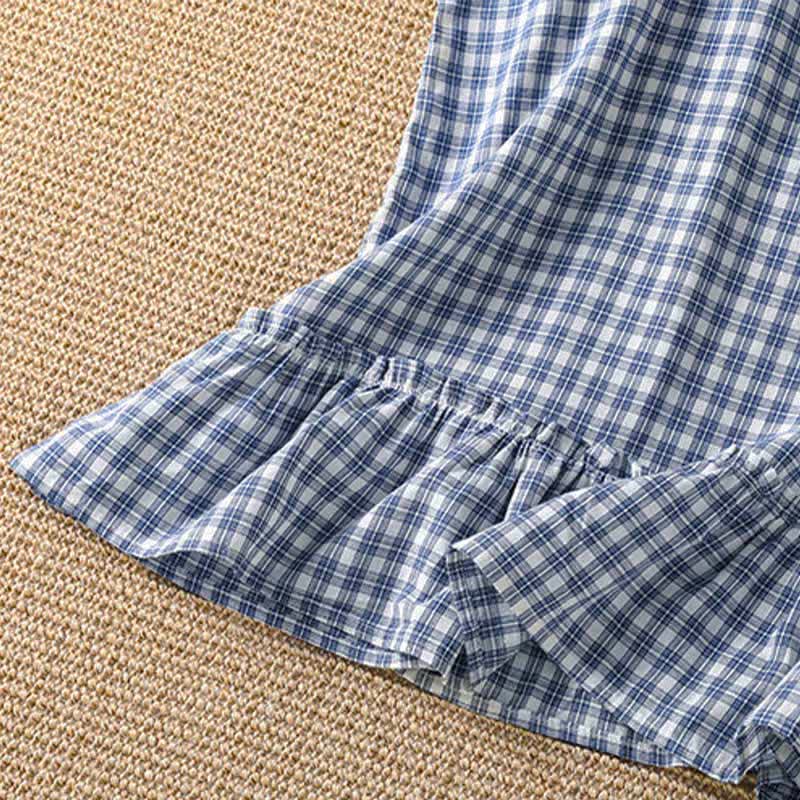 Nimara Ritual Summer Casual Vintage Ruffle V-Neck Plaid Tank Top Women's Sleeveless T-Shirts