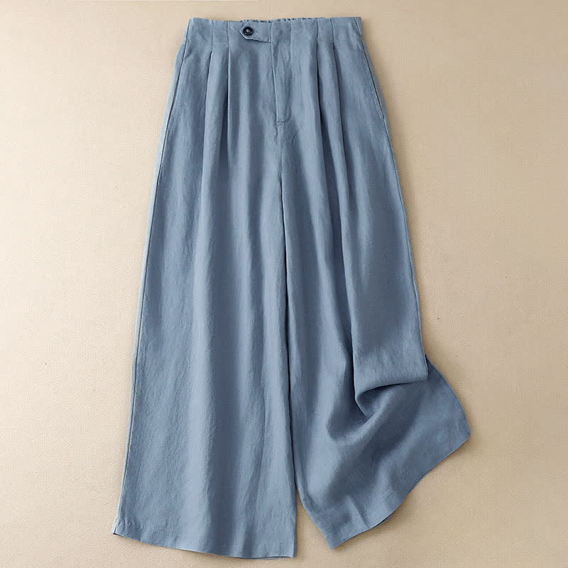 Nimara Ritual Summer Casual Minimalist Button-Up Solid Ankle Pants Women's Wide Leg Pants With Pocket