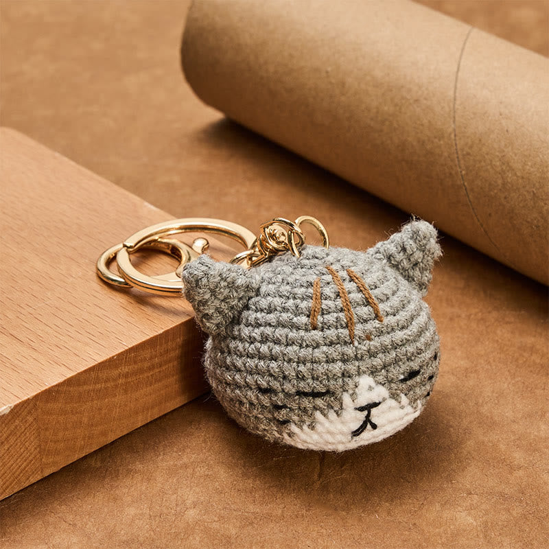 Nimara Ritual Hand-Woven Crochet Cute Cat Head Bag Harmony Keychains