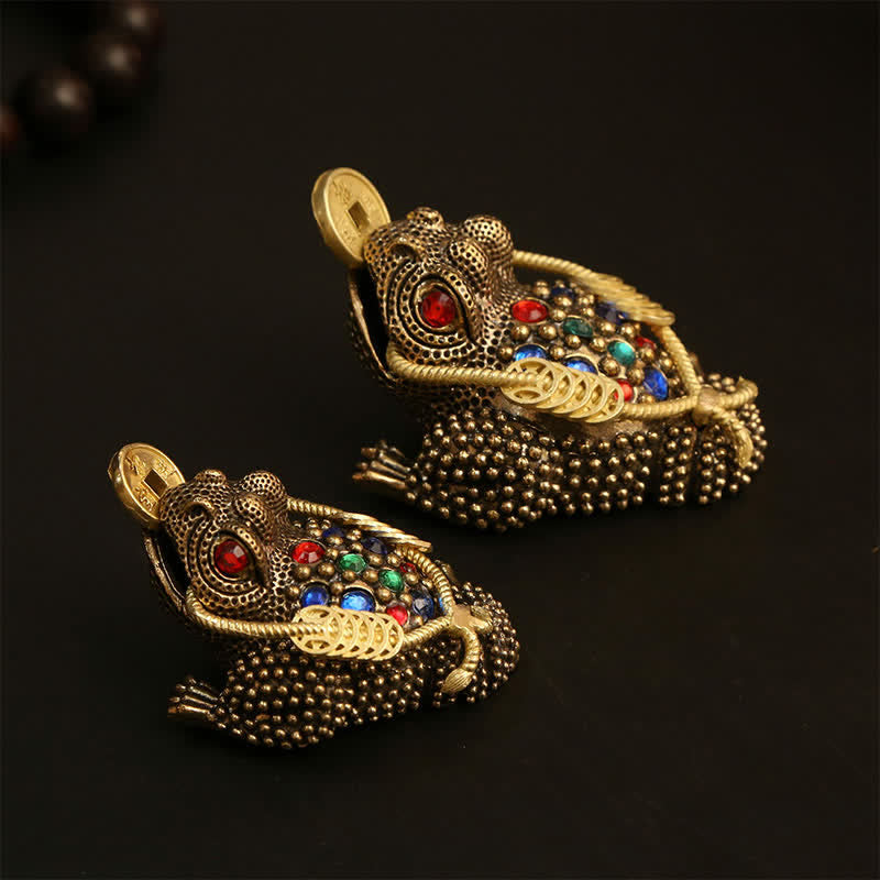 Nimara Ritual Brass Three Legged Money Frog Wealth & Fortune Symbol