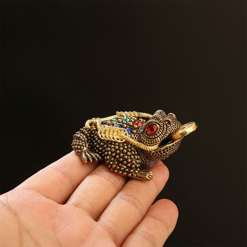 Nimara Ritual Brass Three Legged Money Frog Wealth & Fortune Symbol