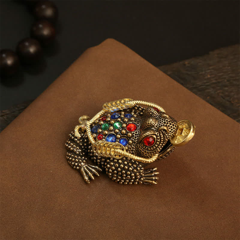 Nimara Ritual Brass Three Legged Money Frog Wealth & Fortune Symbol