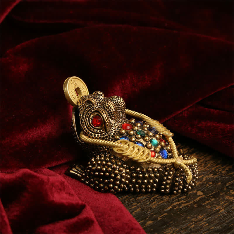 Nimara Ritual Brass Three Legged Money Frog Wealth & Fortune Symbol