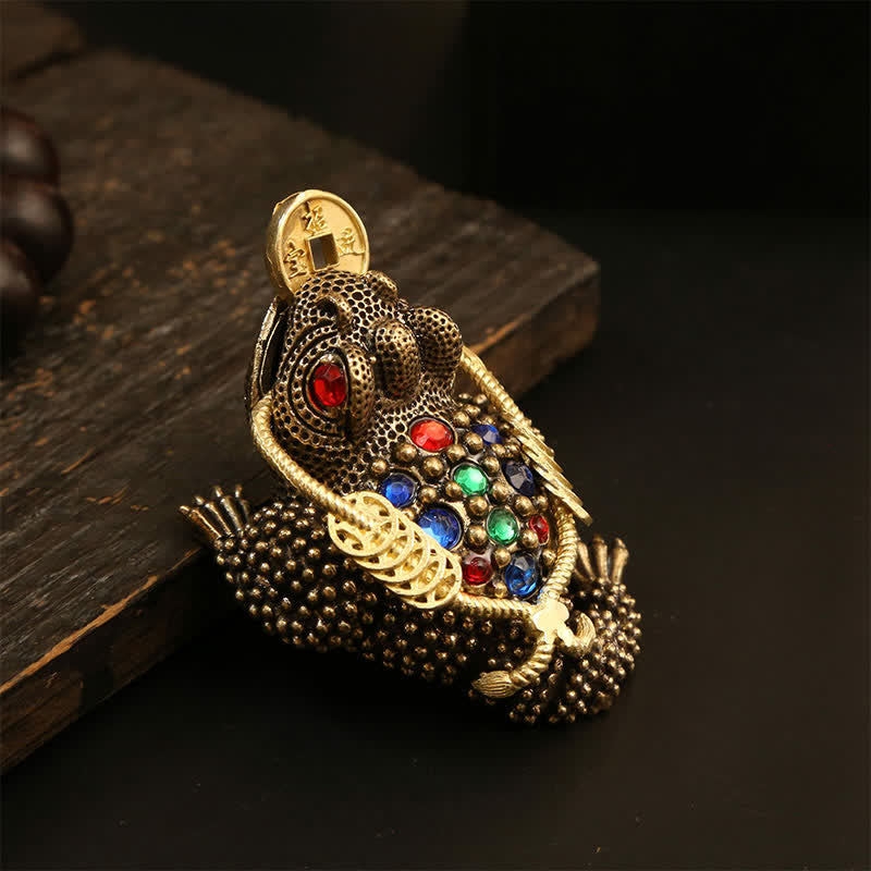 Nimara Ritual Brass Three Legged Money Frog Wealth & Fortune Symbol