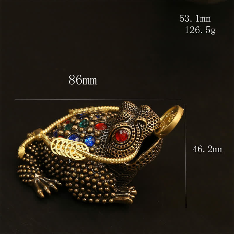 Nimara Ritual Brass Three Legged Money Frog Wealth & Fortune Symbol