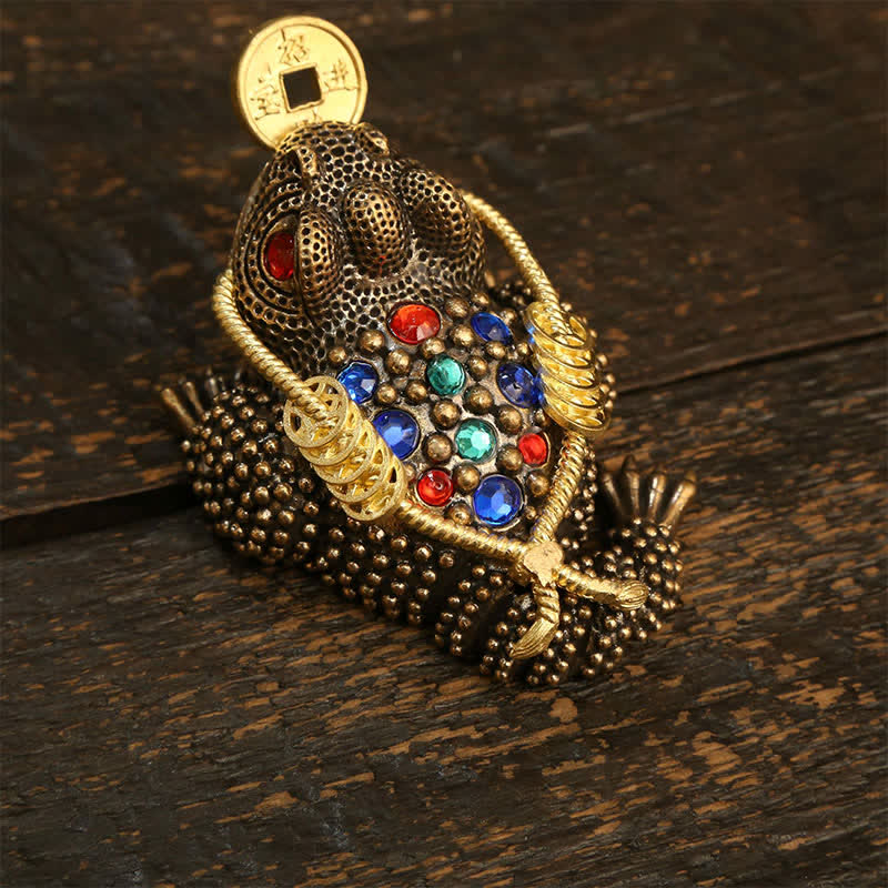 Nimara Ritual Brass Three Legged Money Frog Wealth & Fortune Symbol