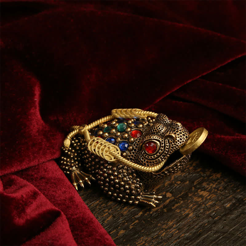 Nimara Ritual Brass Three Legged Money Frog Wealth & Fortune Symbol